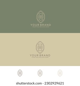 BB monogram in the middle of the frame combination of angular curves with geometric lines Combine modern visualization with elegant minimalism 