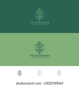 BB monogram in the middle of the frame hexagon combination geometric striped angular shape Combine modern visualization with elegant minimalism 