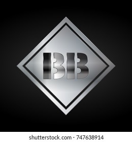 BB Monogram, Silver Logo, Metal Logo, Luxury, Elegant, Abstract, square