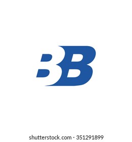 BB negative space letter logo blue