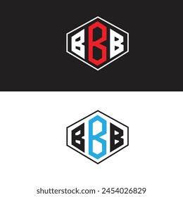 Diseño de logotipo de letra BBB en estilo seis. BBB polígono, círculo, triángulo, hexágono, estilo plano y simple con el logotipo de la letra de la variación del color blanco y negro establecido en una mesa de trabajo. Logo minimalista y clásico de BBB
