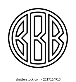 BBB tres letras círculo icónico diseño vectorial plantilla, monograma, abstracto, marca de palabras, marca de letras, negocios, tipografía, plano, minimalista, marca, logotipo de letras iniciales, símbolo, geométrico, aislado,