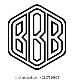 BBB three-letter polygon iconic logo design vector template, monogram, abstract, wordmark, letter mark, business, typography, flat, minimalist, brand, initial letter logo, symbol, geometric,  isolated