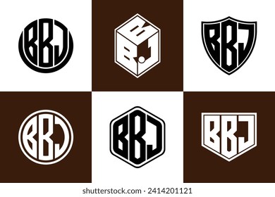 BBJ initial letter geometric shape icon logo design vector. monogram, lettermark, circle, polygon, shield, symbol, emblem, elegant, abstract, wordmark, sign, art, typography, icon, geometric, shape
