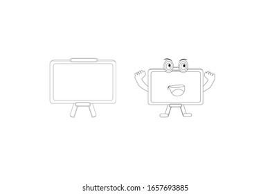 Dibujo de esquema del vector del objeto de escuela de pizarra