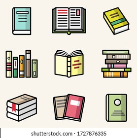 Bbooks icons. Vector flat style colorful isolated illustrations set