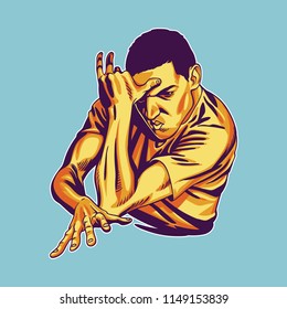 Bboy dancer character. Hand drawn vector illustration