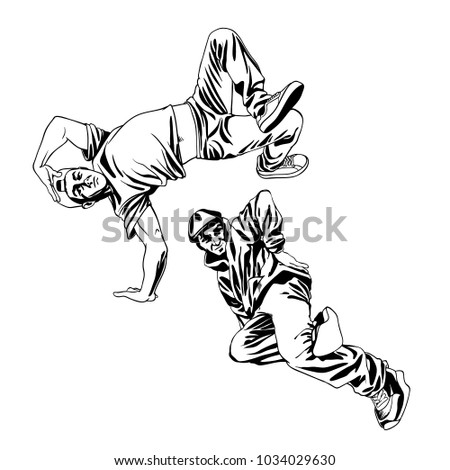 Bboys Dancers Characters Set Dynamic Poses Image Vectorielle De Stock ...