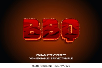 BBQ 3d text effect, editable text for template headline
