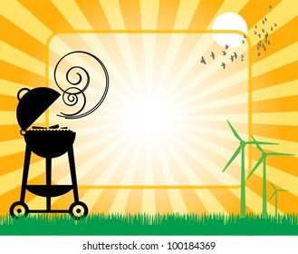 BBQ abstract with space for text, vector illustration