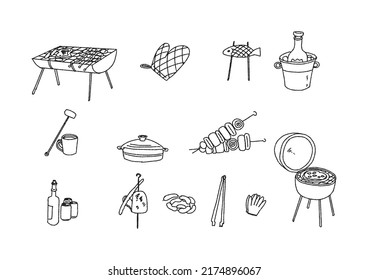 BBQ accessories, miscellaneous goods set related to outdoor meals (background transparent)