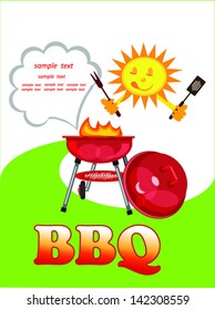 bbq background with funny sun