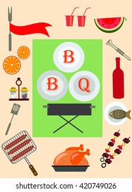 bbq background,picnic objects.