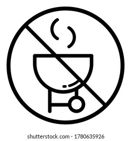 Icono Plano De Riesgo De Prohibición De Bbq Aislado En Fondo Blanco
