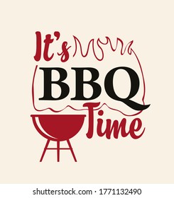 Bbq or barbecue banner, invitation card, flyer. Vector illustration in a flat style with a decorative barbeque grill and lettering It's BBQ Time