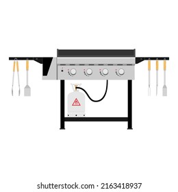 BBQ Barbecue gas grill with hot coal. Charcoal grill. Vector illustration