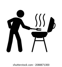BBQ,  Barbecue, grilling, cooking, food, party, icon symbol. Vector graphic illustration EPS 10 isolated on white background