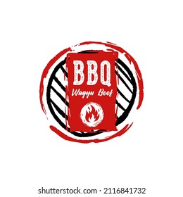 Inspiration für Grill- und Grilllogo. Barbeque Essen oder Grill Design Vorlage. Vintage-Logo, Vektorgrafik-Konzept