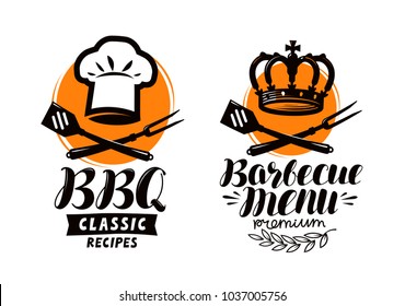 BBQ, Barbecue Logo Or Label. Element For Restaurant Menu Design. Food Vector Illustration