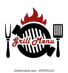 BBQ, barbecue logo or label. Element for restaurant menu design. Food vector illustration