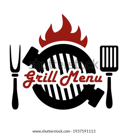 BBQ, barbecue logo or label. Element for restaurant menu design. Food vector illustration