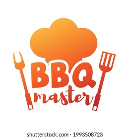 BBQ Barbecue Master Design. Food Badge Illustration Vector Quotes. Design Hand Drawn Doodle Art.