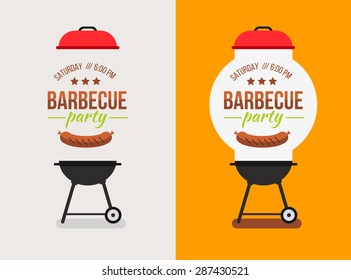 Bbq or barbecue party invitation. Vector illustration.