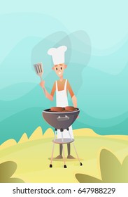 Bbq Barbecue party poster. vector illustration