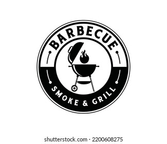 BBQ Or Barbecue For Smoke And Grill Tools Symbol Icon Vector. Steakhouse, Butcher, Grill Bar Vintage Logo Design