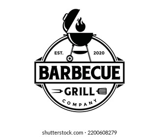 BBQ Or Barbecue For Smoke And Grill Tools With Spatula And Fork Symbol Icon Vector. Steakhouse, Butcher, Grill Bar Vintage Logo Design