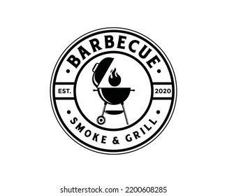 BBQ Or Barbecue For Smoke And Grill Tools Symbol Icon Vector. Steakhouse, Butcher, Grill Bar Vintage Logo Design