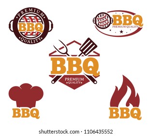 BBQ barbecue vector icon emblem logo design template