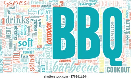 BBQ - barbecue word cloud isolated on a white background