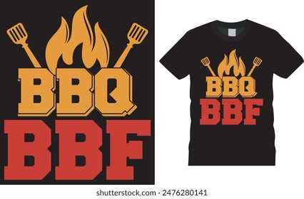 Barbacoa BBF, retro vintage Barbacoa, barbacoa a la parrilla, barbacoa comida, carne, carne, parrilla, amante de la parrilla Vector gráfico camisetas de diseño. Este diseño de la camiseta de barbacoa listo para el Anuncio, póster, etiqueta engomada, taza, etc.