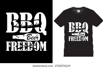 BBQ Beer Freedom BBQ Typography vector t shirt design. 