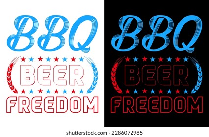 BBQ Beer Freedom Vector T-shirt Design