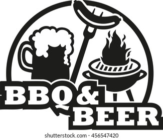 BBQ and beer with grill and sausage