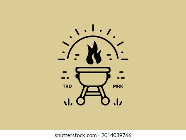 BBQ black line art illustration design