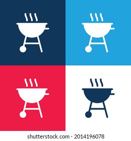 BBQ-Symbol in Blau und Rot mit vier Farben