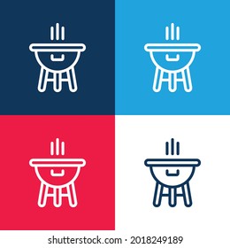 Bbq blue and red four color minimal icon set