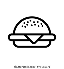 Bbq burger black icon. Flat vector cartoon illustration. Objects isolated on a white background.