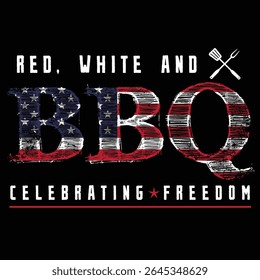 BBQ Celebrating Freedom with American Flag Vector