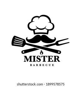 BBQ Chef Logo Mister Barbecue Symbol Illustration