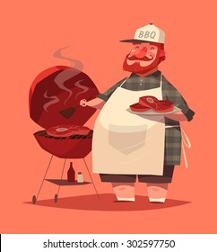 BBQ chef. Vector illustration.