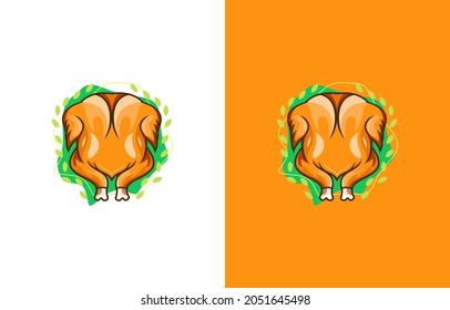 BBQ chicken with flat style design vector