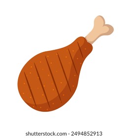 BBQ chicken leg flat vector illustration clipart