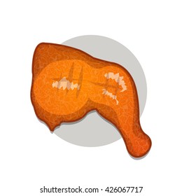 BBQ chicken leg, grilling meat, vector illustration