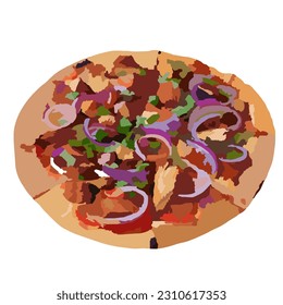 BBQ Chicken Pizza, Pizza, cheese, Grilled chicken, Red onions, Cilantro
