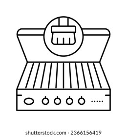 bbq cleaning line icon vector. bbq cleaning sign. isolated contour symbol black illustration