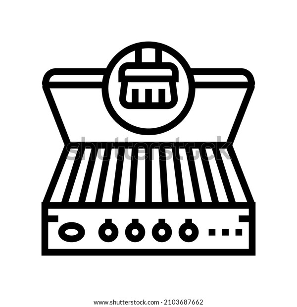 bbq cleaning line icon vector.\
bbq cleaning sign. isolated contour symbol black\
illustration
